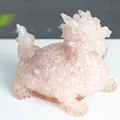 Pink rose quartz dragon turtle crystal carving statue for home decor decoration - Rose Quartz