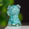 Schnauzer Figur aus blauem Kunstharz mit transparenter Kristalltextur und Design - Aquamarin