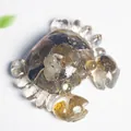 Statuetta a forma di granchio in resina di cristallo con pietre naturali marroni - Labradorite Nera