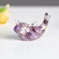 Miniature resin dolphin figurine filled with natural purple amethyst crystal stones - Dreamy Purple