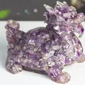 Dragon turtle crystal ornament handcrafted with purple amethyst stones for home decor - Dreamy Purple