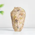 Handmade clear crystal cabbage statue with natural champagne quartz stones for home decor - Rutilated Quartz