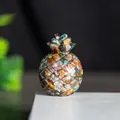 Pineapple ornament made of colorful natural crystal stone resin for office desk decor - Ocean Jasper