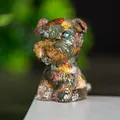 Bunte Schnauzer-Figur aus Kunstharz mit Kristalltextur und lebendiger Lackierung - Ozean-Jaspis