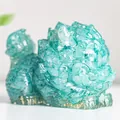 Blue resin dragon turtle statue with transparent crystal texture for desk decor - Aquamarine