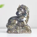 Resin horse statue with embedded labradorite crystals for home decoration and gifts - Black Labradorite