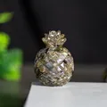 Hand-carved Labradorite crystal pineapple ornament with natural iridescent mineral flashes - Black Labradorite