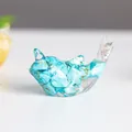 Mini resin narwhal figurine with blue crystal stone filling for desk decoration - Turquoise