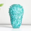 Blue crystal resin cabbage ornament with crushed stones for home decoration - Aquamarine