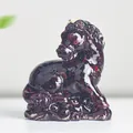 Translucent dark red horse figurine with cloud base made of crystal resin - Garnet