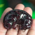 Sleeping labrador resin statue with garnet stone chips inside for home decor - Garnet