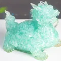 Green resin dragon turtle figurine with crystal texture for home and shop decoration - Aquamarine