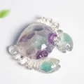Statuina di granchio in cristallo fatta a mano in resina traslucida viola e verde - Fluorite Colorata