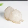 Resin-filled natural crystal Pomeranian figurine in transparent light brown finish - White Crystal