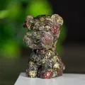 Künstlerische Schnauzer-Figur aus Kunstharz mit Naturkristall-Textur und bunten Details - Drachenblutstein