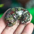 Sleeping Labrador resin figurine with Unakite crystal stones inside for home decor - Dragon Blood Stone