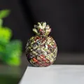 Pineapple ornament crafted with multi-color natural crystal stones and resin fill - Dragon Blood Stone
