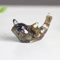 Mini resin narwhal figurine with smoky quartz crystal filling for desktop decor - Black Labradorite