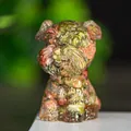 Harz Schnauzer Hundefigur in meliertem grün braunem Kristallglas Stil Design - Unakit