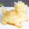 Golden crystal dragon turtle resin statue with translucent finish for home decor - Lemon Yellow