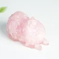 Pink resin cat figurine with realistic fur texture in a lying pose for home decoration - Rose Quartz