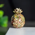 Pineapple figurine crafted from natural colorful crystals and transparent resin - Unakite