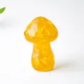 Translucent yellow resin mushroom ornament filled with natural crystal stones decor - Style ① Yellow Crystal