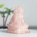 Pink rose quartz lion statue guardian sculpture on a decorative base - Rose Quartz