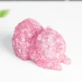 Pink resin Pomeranian dog figurine with translucent natural crystal texture finish - Dark Pink