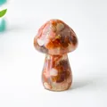 Resin mushroom ornament filled with natural red agate crystal for home decoration - Style ① Red Agate