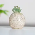 Pineapple resin mascot with white natural crystal filler and green leaf crown - White (LB)
