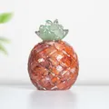 Pineapple desk ornament crafted from orange crystal resin and green stone leaf accent - Orange Brown (LM)