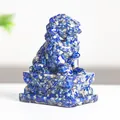 Lapis lazuli style resin lion statue with blue and white natural crushed crystal stones - Lapis Lazuli