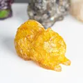 Amber crystal resin Pomeranian dog figurine with detailed fur texture in golden yellow - Citrine