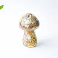 Resin mushroom sculpture with colorful natural crystal stone inlay home decor - Style ① Crazy Agate