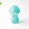 Blue resin mushroom figurine with natural crushed crystal stones for home decor - Style ① Aquamarine