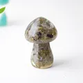 Brown resin mushroom figurine with natural crystal stone inlay for home decoration - Style ① Black Elongated