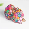 Artistic resin Pomeranian figurine with vibrant multi-color crystal sand finish - Colorful Shell