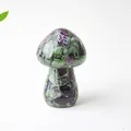 Resin mushroom ornament featuring natural green and red strawberry crystal stone textures - Style ① Red And Green Gem
