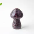 Deep purple resin mushroom ornament with natural crystal fillers for home decor - Style ① Garnet