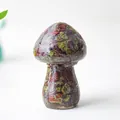 Resin mushroom ornament with natural red and green crystals for home decor - Style ① Dragon Blood Stone