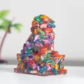 Colorful resin guardian lion figurine with natural crystal stone texture for home decor - Colorful Shell
