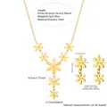 Detail of 18k gold plated stainless steel daisy necklace and earrings jewelry set - Daisy Necklace and Earrings (BG031XL+BG031EH)