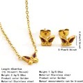 Detail of 18k gold plated butterfly jewelry set with size and weight specifications - Butterfly Zirconia Necklace And Earrings