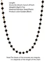 Bohemian black beaded stainless steel necklace with gold chain and 41cm length - Necklace / Gold