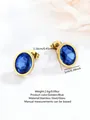 Elegant 18k gold plated stainless steel stud earrings featuring oval blue glass crystals - Blue