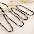 Bohemian black beaded necklace set with faceted beads and gold or silver lobster clasps - Necklace and Bracelet Set / Steel