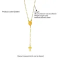Collar en Y de acero inoxidable dorado con cruz y medalla de la Virgen María - Collar / Dorado