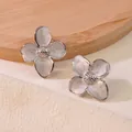 Orecchini a perno a tulipano vintage argento con smalto effetto marmo bianco - Motivo Marmo Bianco (FYD6111-1-Bianco)