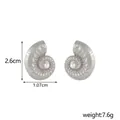 Detailed view of silver spiral conch earrings with white pearls and 2.6cm dimensions - Conch Pearl (FYD6193-1)
